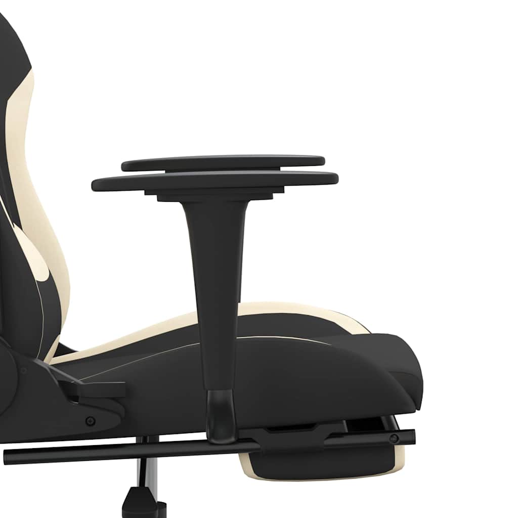 vidaXL Καρέκλα Μασάζ Gaming Μαύρο και κρεμ Ύφασμα με Υποπόδιο