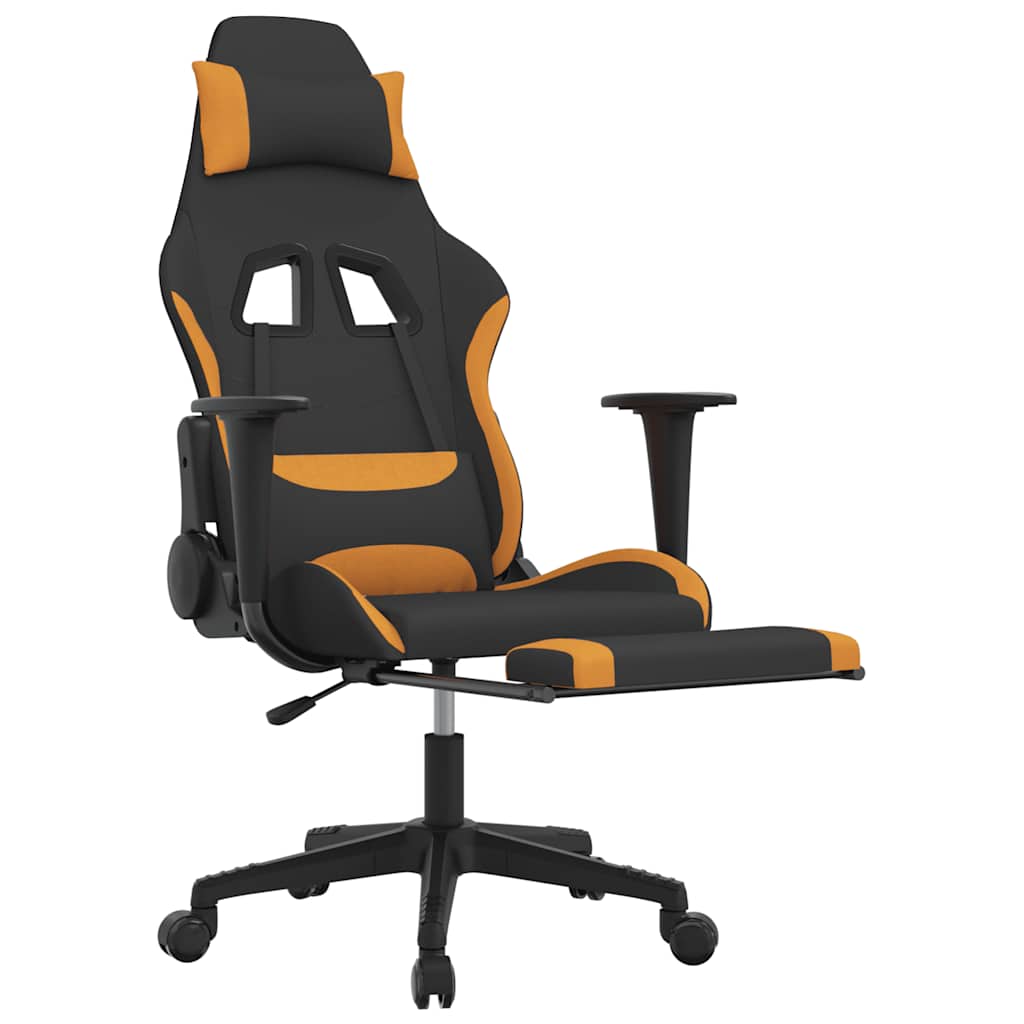 vidaXL Καρέκλα Μασάζ Gaming Μαύρο/Πορτοκαλί Ύφασμα με Υποπόδιο