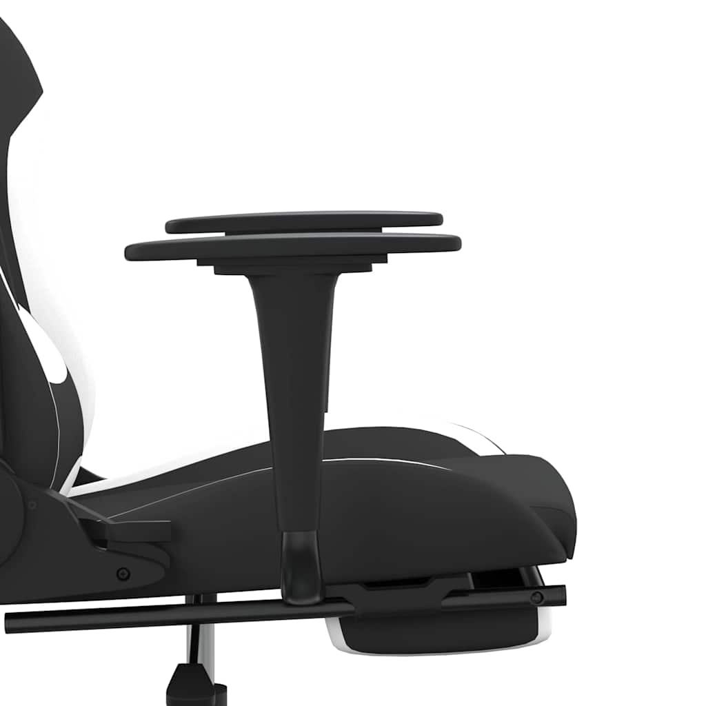 vidaXL Καρέκλα Μασάζ Gaming Μαύρη/Λευκή Ύφασμα με Υποπόδιο