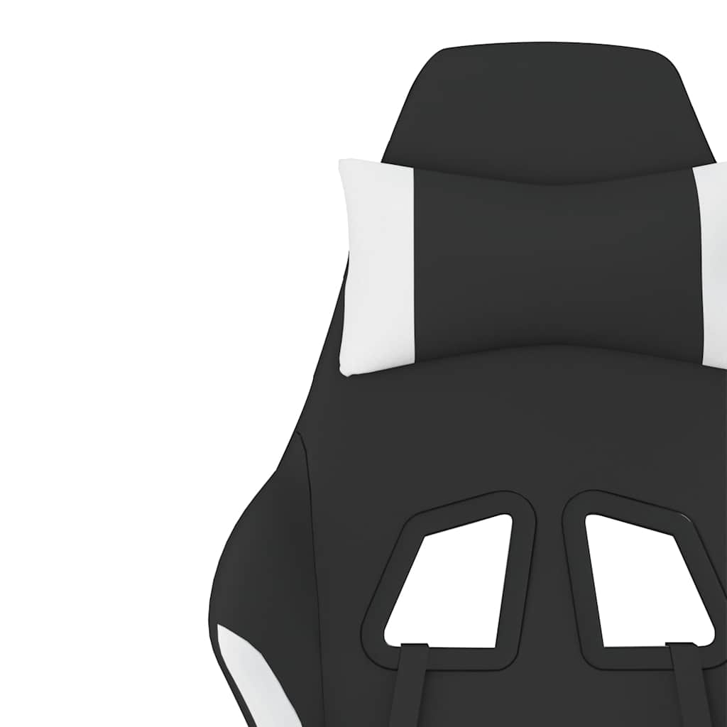 vidaXL Καρέκλα Μασάζ Gaming Μαύρη/Λευκή Ύφασμα με Υποπόδιο
