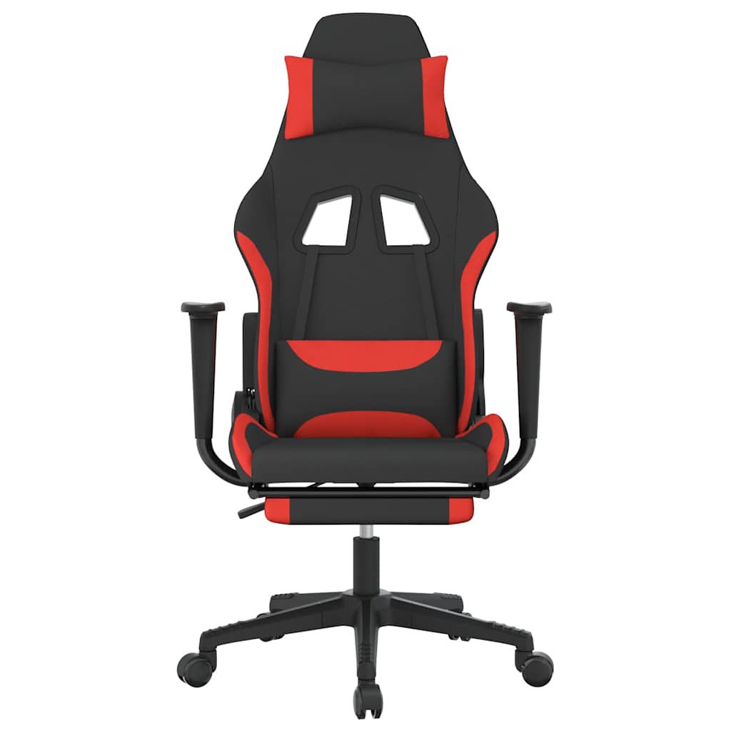 vidaXL Καρέκλα Μασάζ Gaming Μαύρο και Κόκκινη Ύφασμα με Υποπόδιο