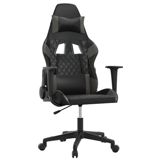 vidaXL Καρέκλα Gaming Μασάζ Μαύρο/Γκρι από Συνθετικό Δέρμα