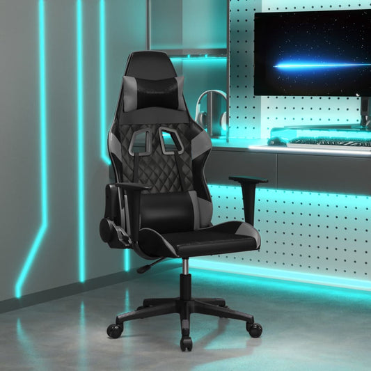 vidaXL Καρέκλα Gaming Μασάζ Μαύρο/Γκρι από Συνθετικό Δέρμα