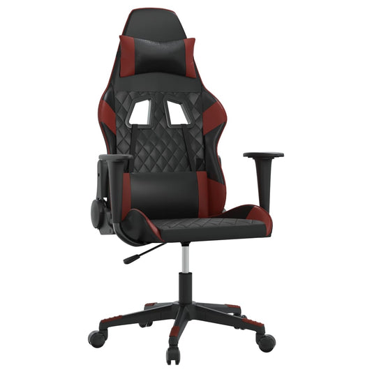 vidaXL Καρέκλα Gaming Μασάζ Μαύρο/μπορντό από Συνθετικό Δέρμα