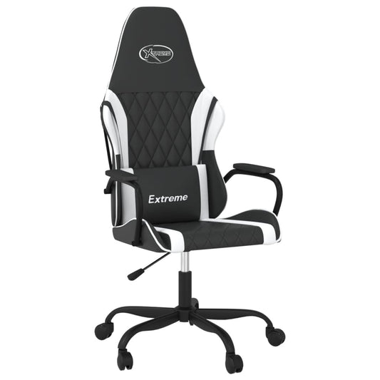 vidaXL Καρέκλα Gaming Μασάζ Ασπρόμαυρη από Συνθετικό Δέρμα