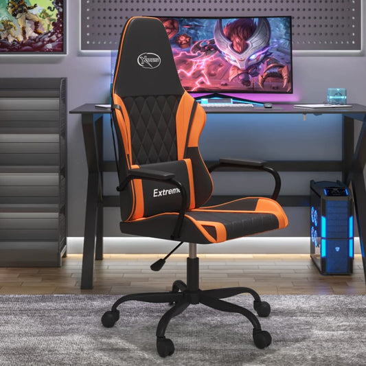 vidaXL Καρέκλα Gaming Μασάζ Μαύρο/πορτοκαλί από Συνθετικό Δέρμα