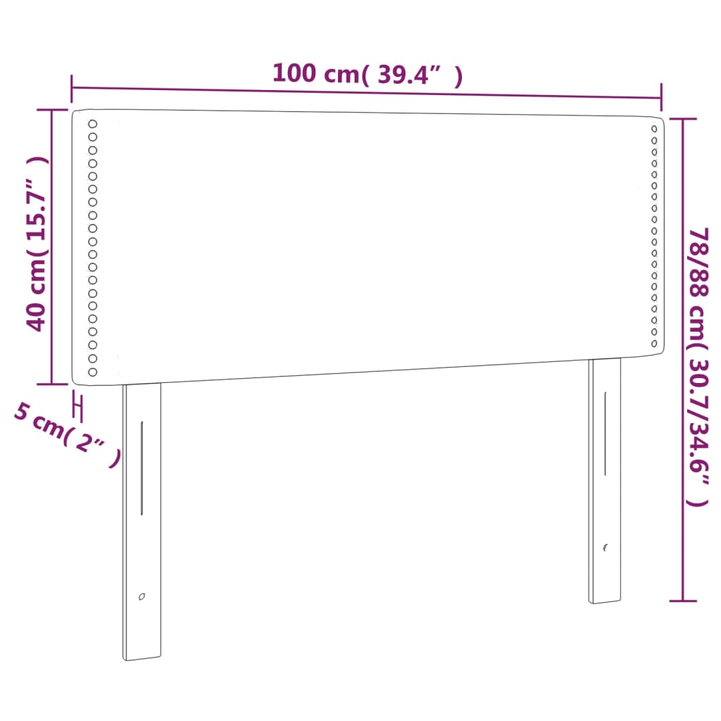 vidaXL Κεφαλάρι Κρεβατιού Μαύρο 100x5x78/88 εκ. Υφασμάτινο