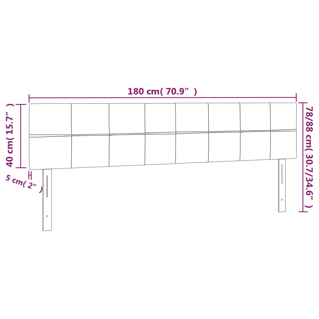 vidaXL Κεφαλάρια Κρεβατιού 2 τεμ. Μαύρο 90x5x78/88 εκ. Βελούδινο
