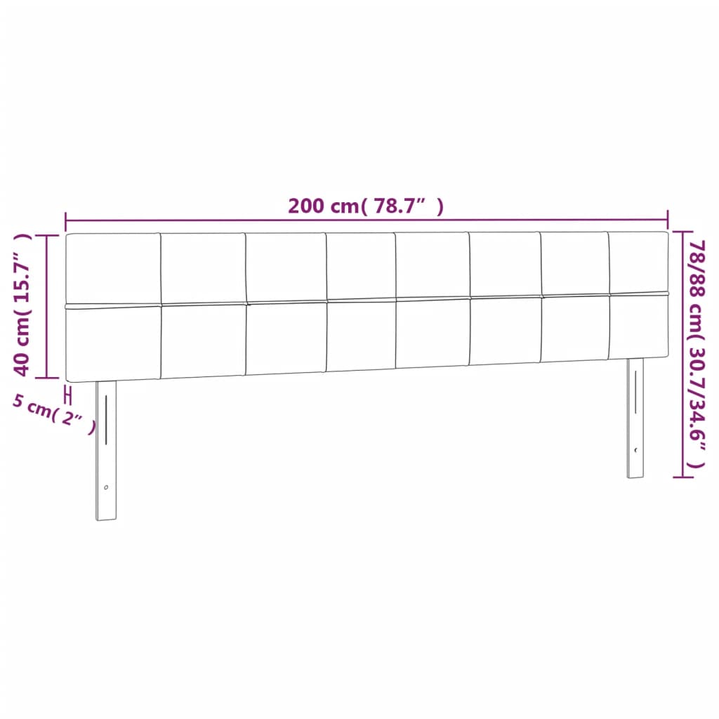 vidaXL Κεφαλάρια Κρεβατιού 2 τεμ. Σκ. Γκρι 100x5x78/88 εκ. Υφασμάτινο