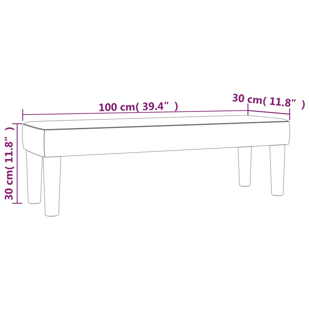 vidaXL Πάγκος Μαύρος 100x30x30 εκ. Υφασμάτινος