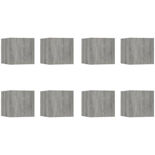 vidaXL Έπιπλα Τηλεόρασης Επιτοίχια 8 τεμ. Γκρι Sonoma 30,5x30x30 εκ.
