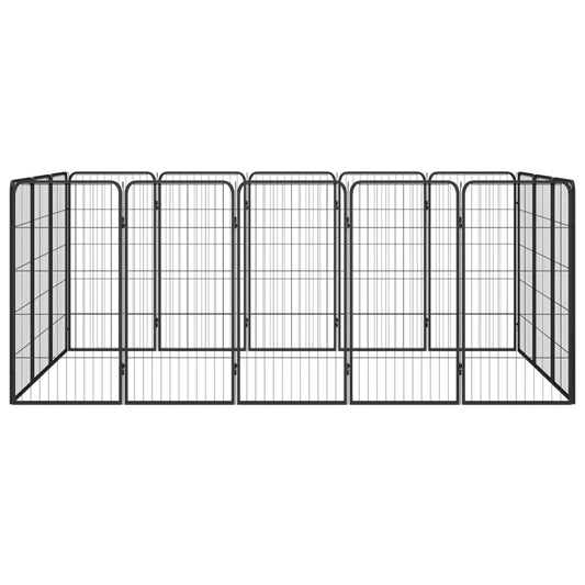 vidaXL Κλουβί Σκύλου 16 Πάνελ Μαύρο 50x100 εκ. Ατσάλι με Βαφή Πούδρας