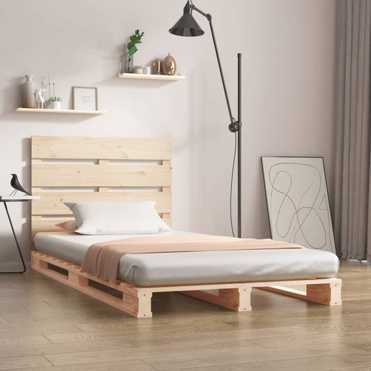 vidaXL Σκελετός Κρεβατιού Χωρίς Στρώμα 75x190 εκ Μασίφ Ξύλο Πεύκου