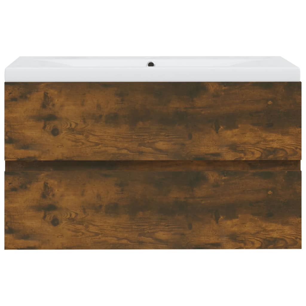 vidaXL Ντουλάπι Μπάνιου με Νιπτήρα Καπνιστή Δρυς Επεξεργασμένο Ξύλο