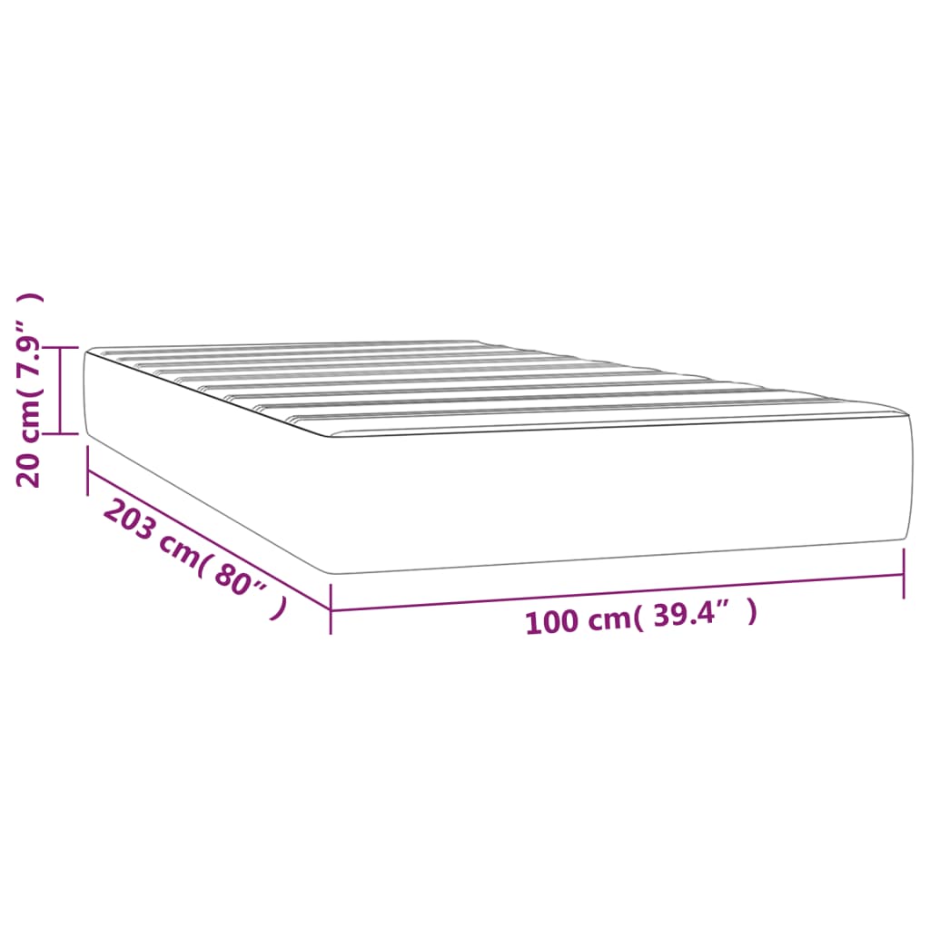 vidaXL Στρώμα με Pocket Springs Μεσαίας Σκληρότητας Αν. Γκρι 100x203x20εκ. Ύφασμα Twin XL