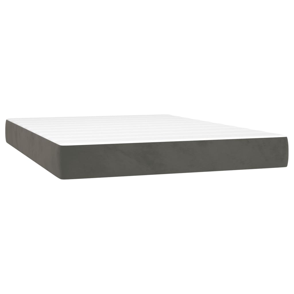 vidaXL Στρώμα με Pocket Springs Μεσαίας Σκληρότητας Σκούρο Γκρι 137x190x20 εκ. Βελούδινο