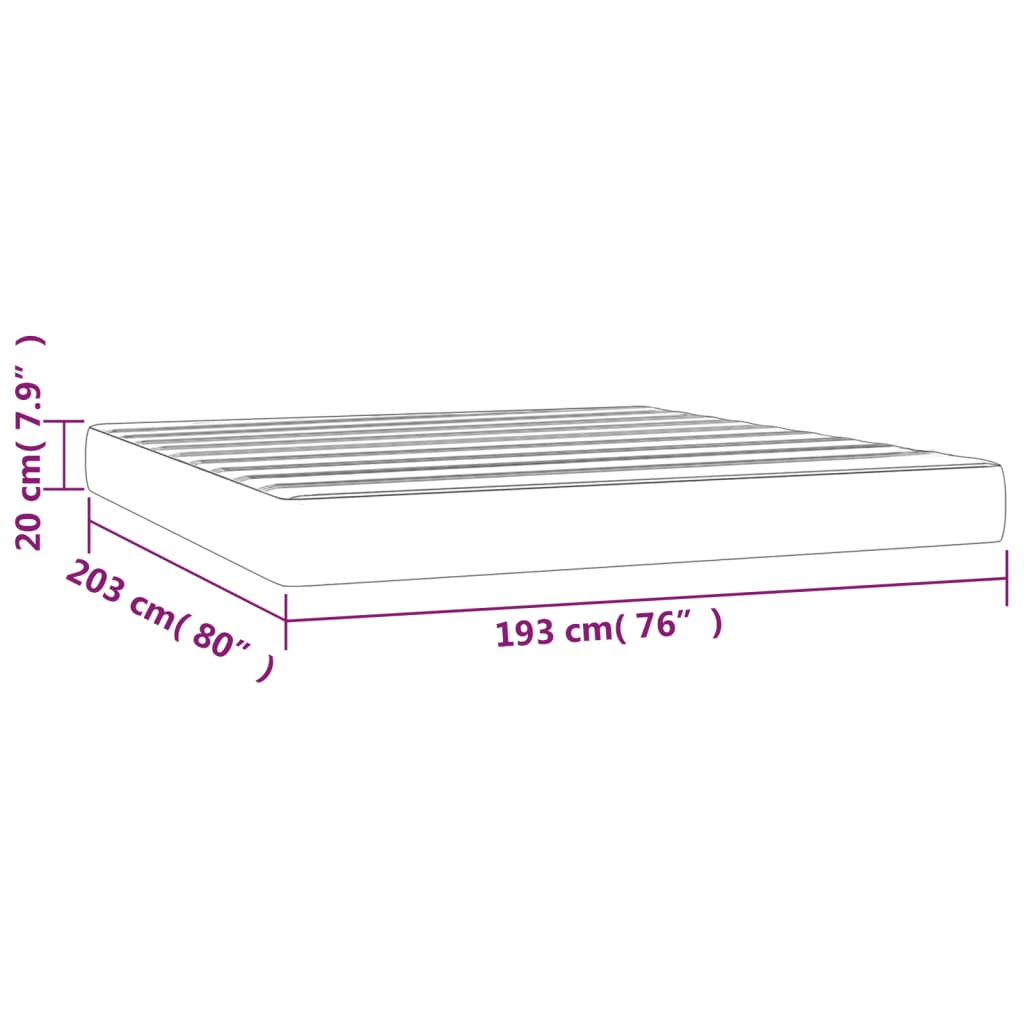 vidaXL Στρώμα με Pocket Springs Μεσαίας Σκληρότητας Αν. Γκρι 193x203x20εκ. Ύφασμα King