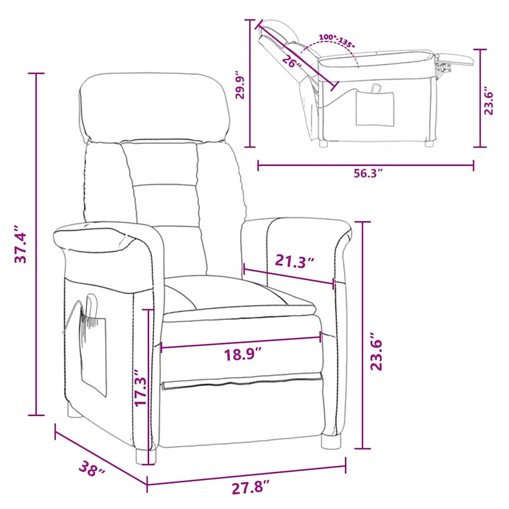 vidaXL Καρέκλα μασάζ Ανοιχτό γκρι 70.5 x 96.5 x 95 cm Πολυεστέρας