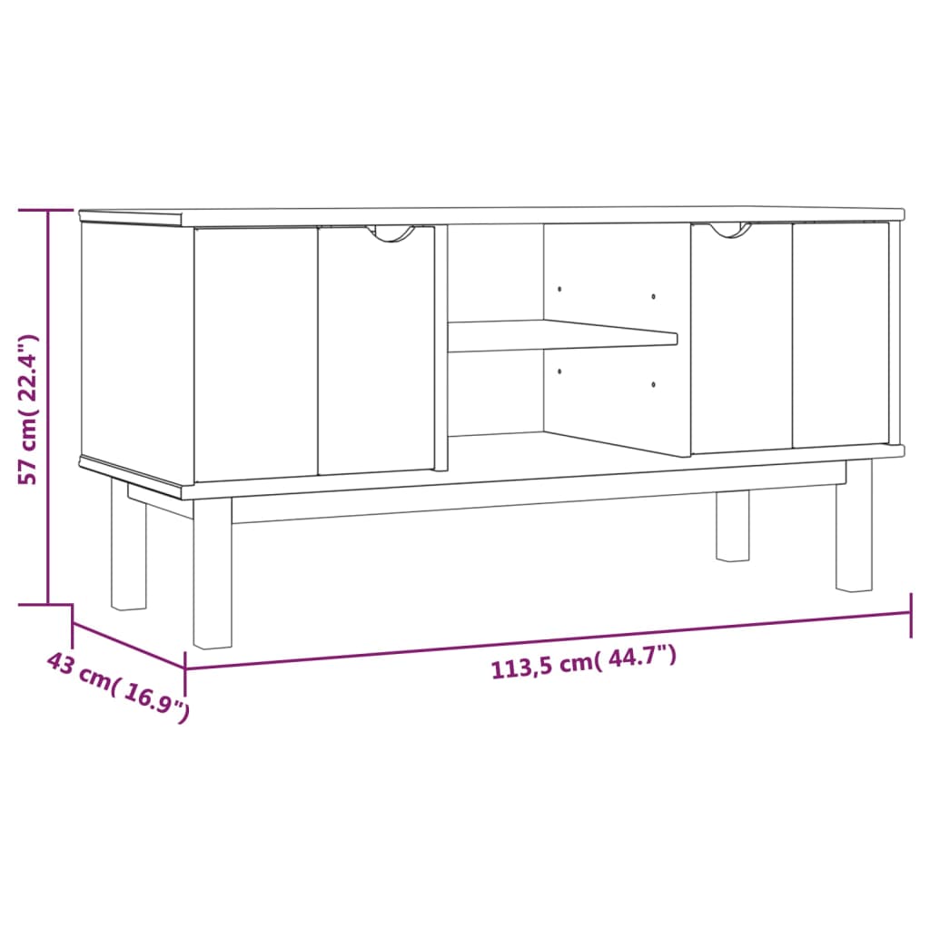 vidaXL Έπιπλο Τηλεόρασης OTTA Καφέ/Λευκό 113,5x43x57 εκ. Μασίφ Πεύκο