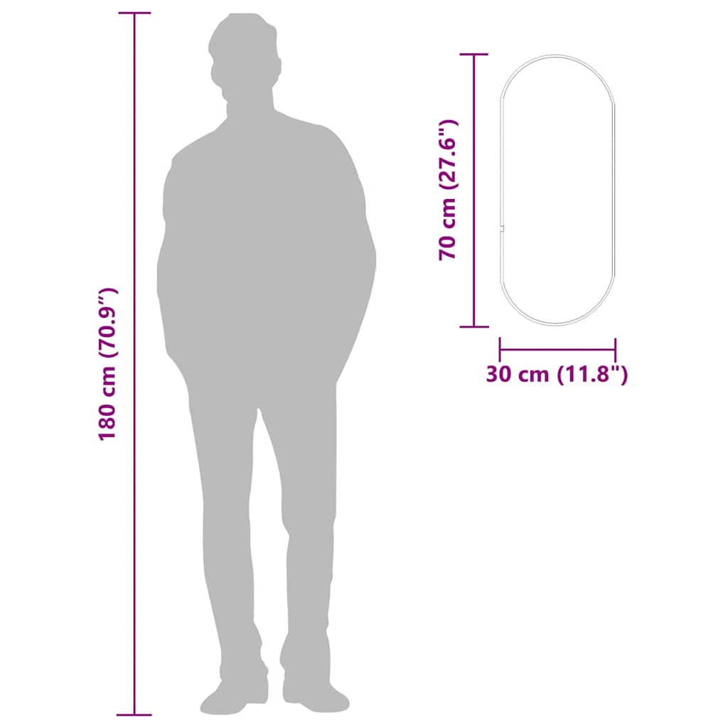 vidaXL Καθρέφτης Τοίχου Οβάλ Ασημί 70 x 30 εκ.