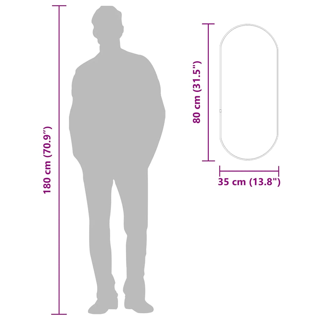 vidaXL Καθρέφτης Τοίχου Οβάλ Χρυσός 80x35 εκ.
