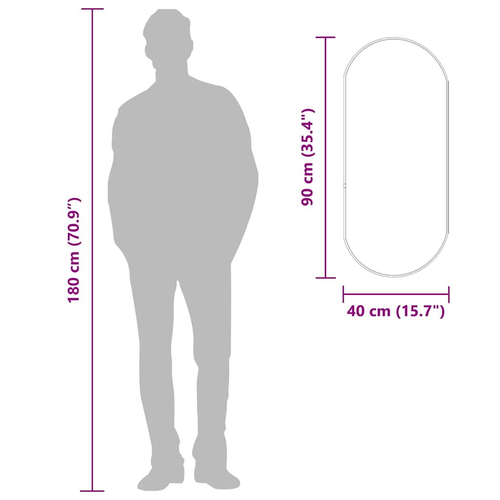vidaXL Καθρέφτης Τοίχου Οβάλ Χρυσός 90 x 40 εκ.