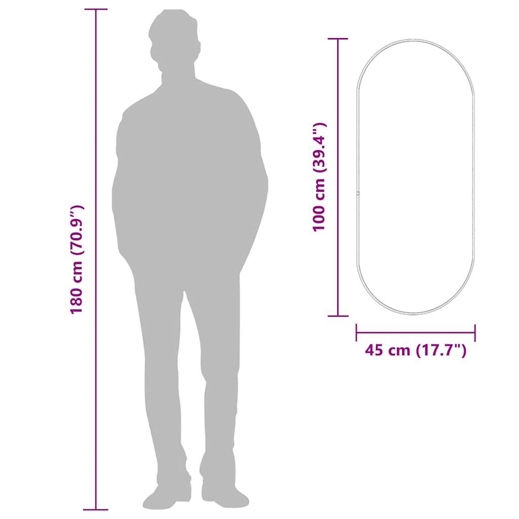 vidaXL Καθρέφτης Τοίχου Οβάλ Χρυσός 100 x 45 εκ.