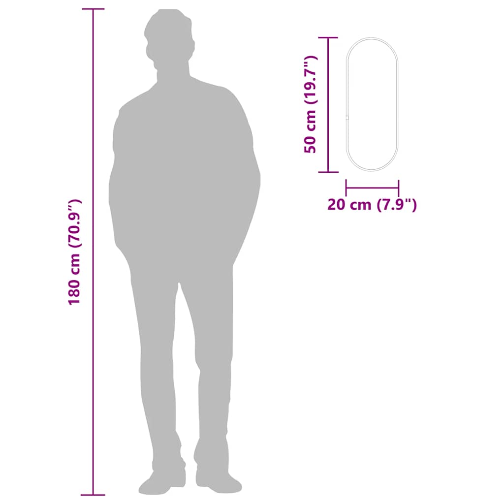 vidaXL Καθρέφτης Τοίχου Οβάλ Μαύρος 50x20 εκ.