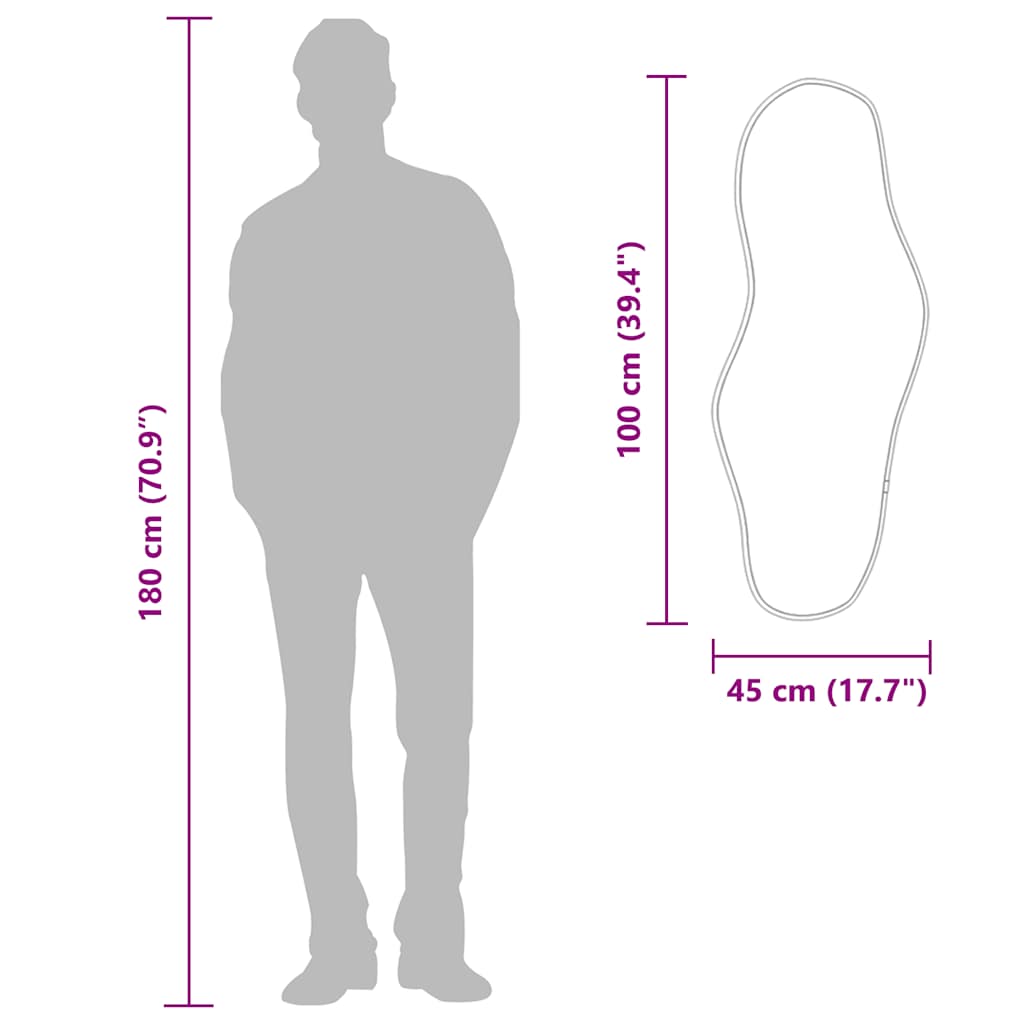 vidaXL Καθρέφτης Τοίχου Μαύρος 100 x 45 εκ.