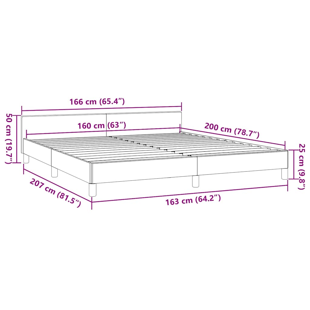 vidaXL Σκελετός Κρεβατιού Χωρίς Στρώμα Κρεμ 160x200 εκ. Υφασμάτινο