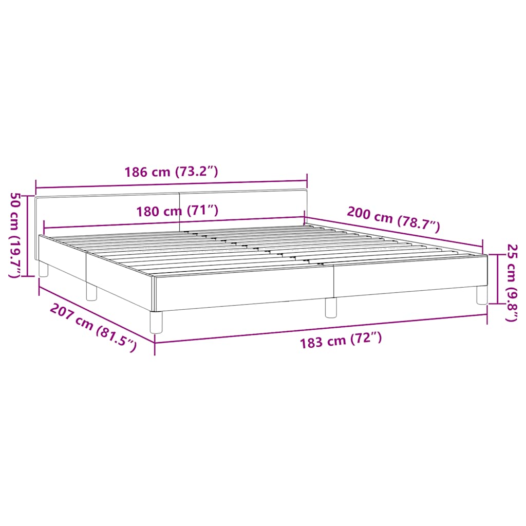 vidaXL Σκελετός Κρεβατιού Χωρίς Στρώμα Κρεμ 180x200 εκ. Υφασμάτινο