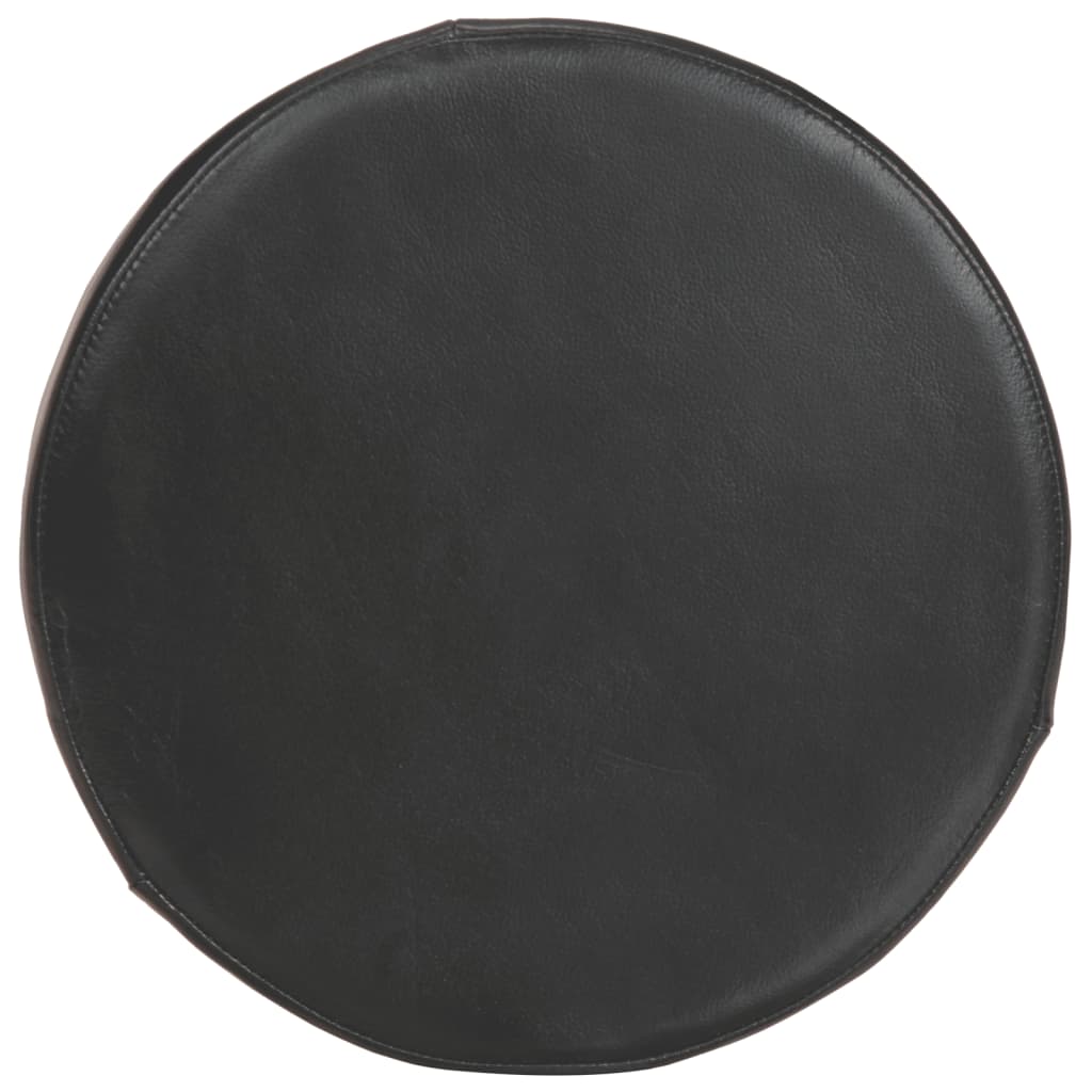 vidaXL Σκαμπό Μπαρ 2 Τεμ. Γνήσιο Δέρμα και Μασίφ Ξύλο Ακακίας