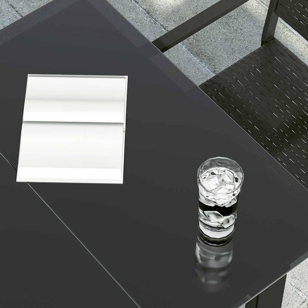 vidaXL Τραπεζαρία Κήπου Μαύρη 160 x 80 x 74 εκ. Ατσάλι / Ψημένο Γυαλί