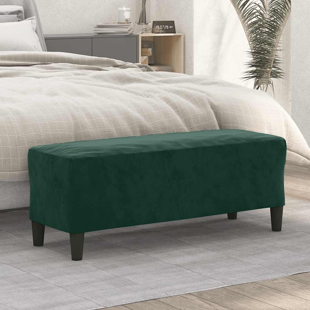 vidaXL Πάγκος Σκούρο Πράσινο 100x35x41 εκ. Βελούδινος