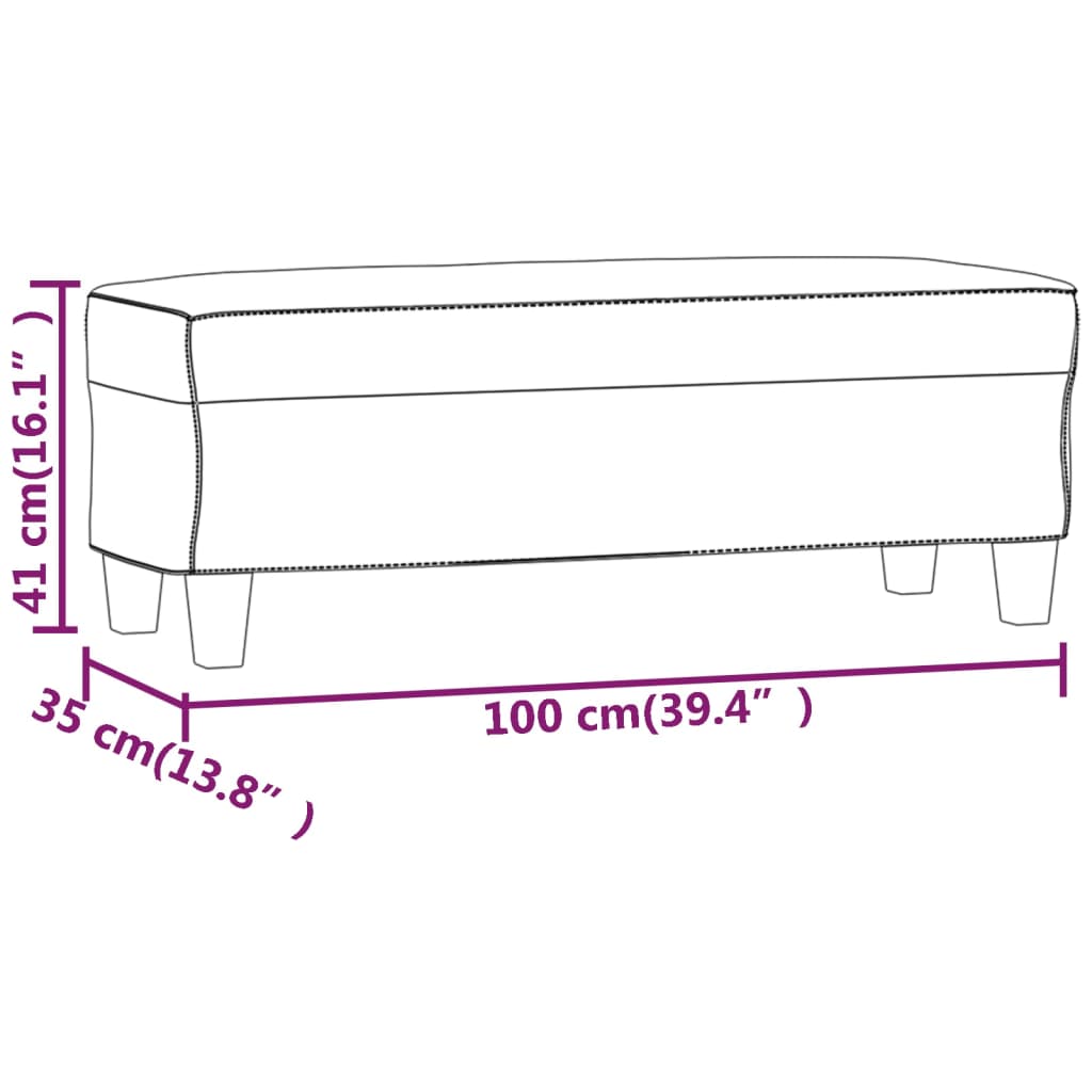 vidaXL Πάγκος μπορντό 100x35x41 εκ. Υφασμάτινος