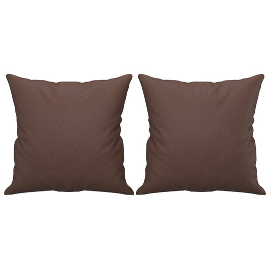 vidaXL Μαξιλάρια Διακοσμητικά 2 τεμ. Καφέ 40 x 40 εκ. Συνθετικό Δέρμα