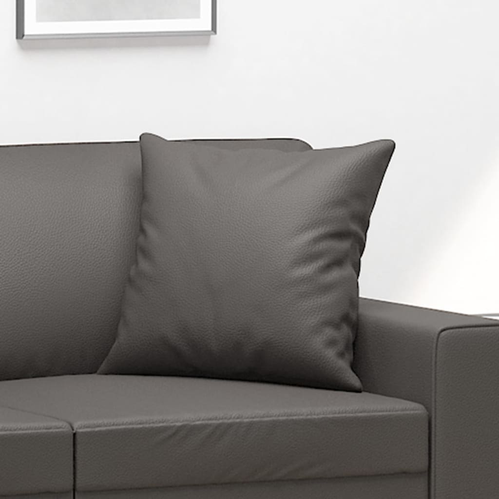 vidaXL Μαξιλάρια Διακοσμητικά 2 τεμ. Γκρι 40 x 40 εκ. Συνθετικό Δέρμα