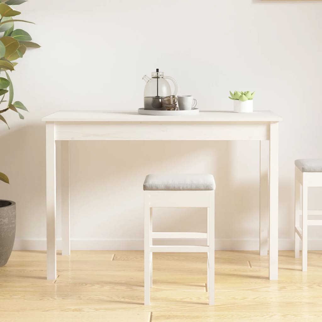 vidaXL Τραπεζαρία Λευκή 110 x 55 x 75 εκ. από Μασίφ Ξύλο Πεύκου
