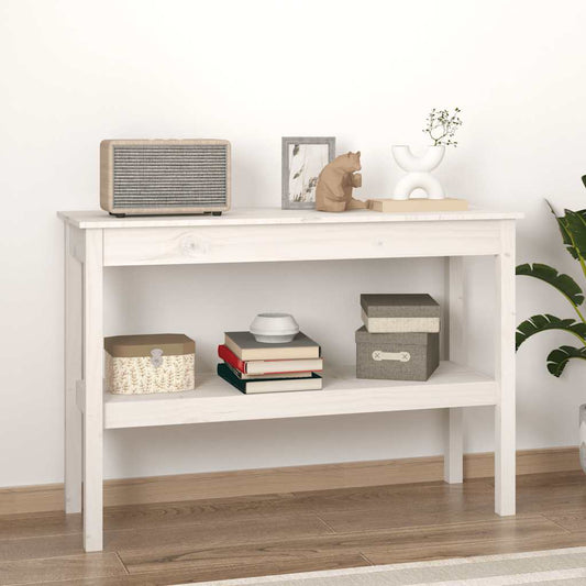 vidaXL Τραπέζι κονσόλα άσπρο 110x40x75 εκ. από Μασίφ Ξύλο Πεύκου