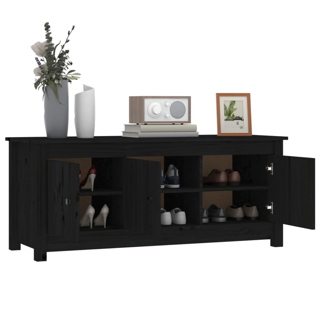 vidaXL Παπουτσοθήκη Μαύρη 110x38x45,5 εκ. από Μασίφ Ξύλο Πεύκου