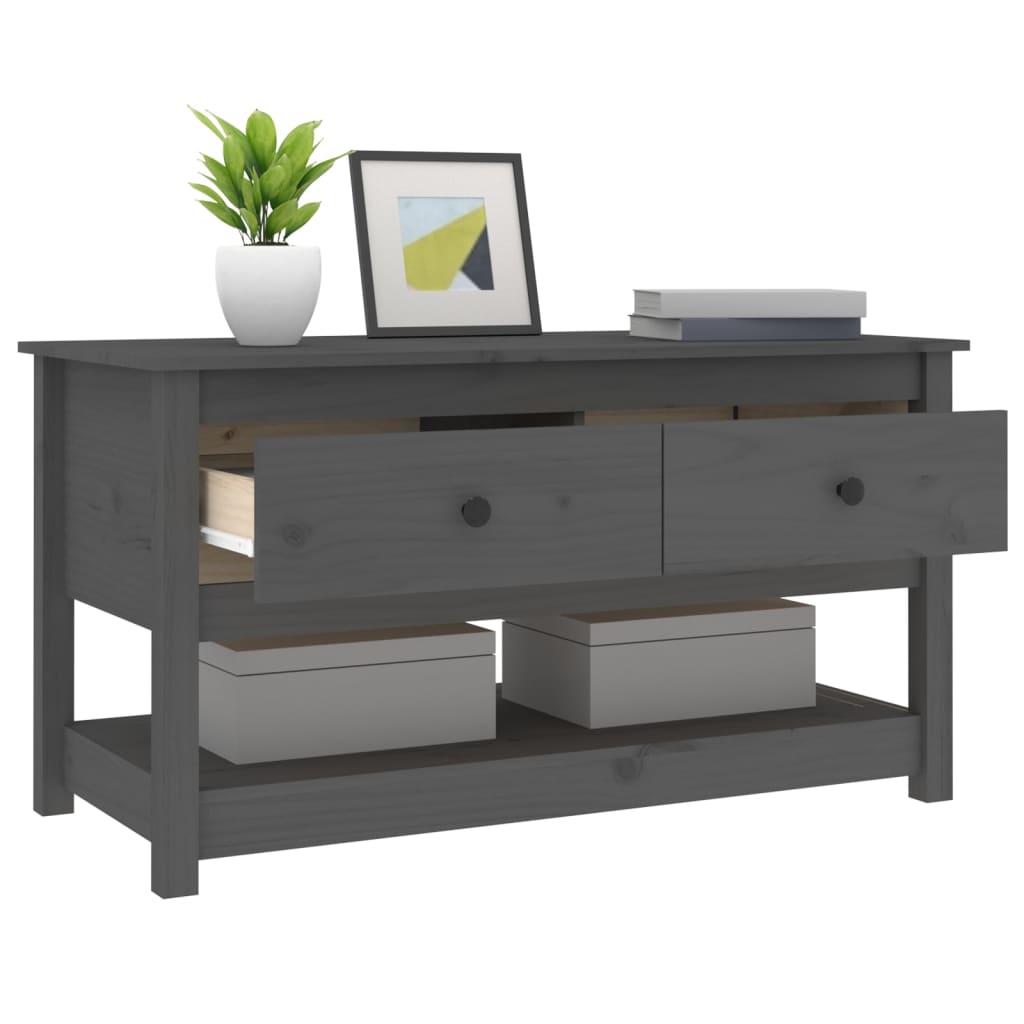vidaXL Τραπεζάκι Σαλονιού Γκρί 102 x 49 x 55 εκ. από Μασίφ Ξύλο Πεύκου