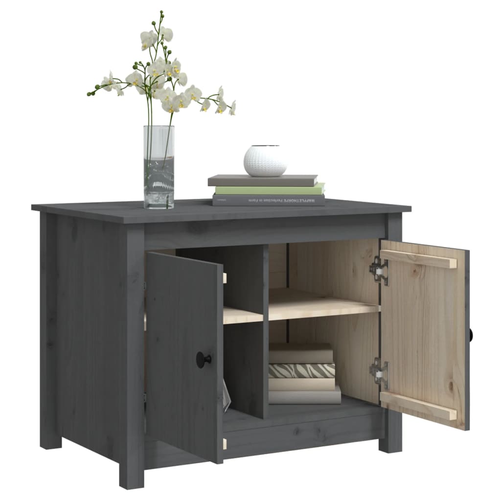 vidaXL Τραπεζάκι Σαλονιού Γκρι 71x49x55 εκ. από Μασίφ Ξύλο Πεύκου
