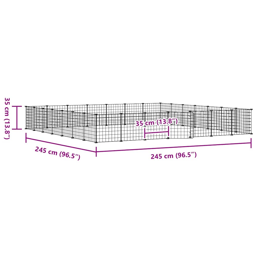 vidaXL Κλουβί Κατοικίδιων με 28 Πάνελ + Πόρτα Μαύρο 245 x 245 x 35εκ Ατσάλινο