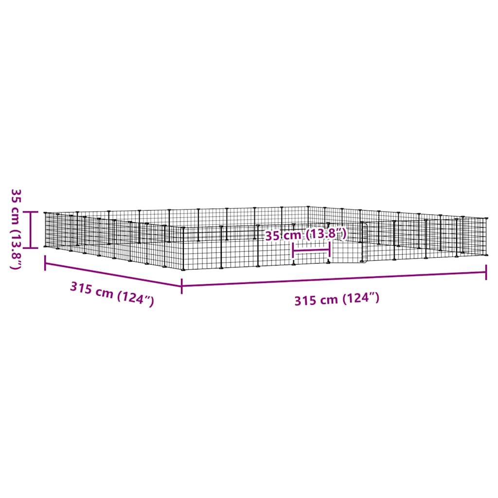 vidaXL Κλουβί Κατοικίδιων με 36 Πάνελ + Πόρτα Μαύρο 315 x 315 x 35εκ Ατσάλινο