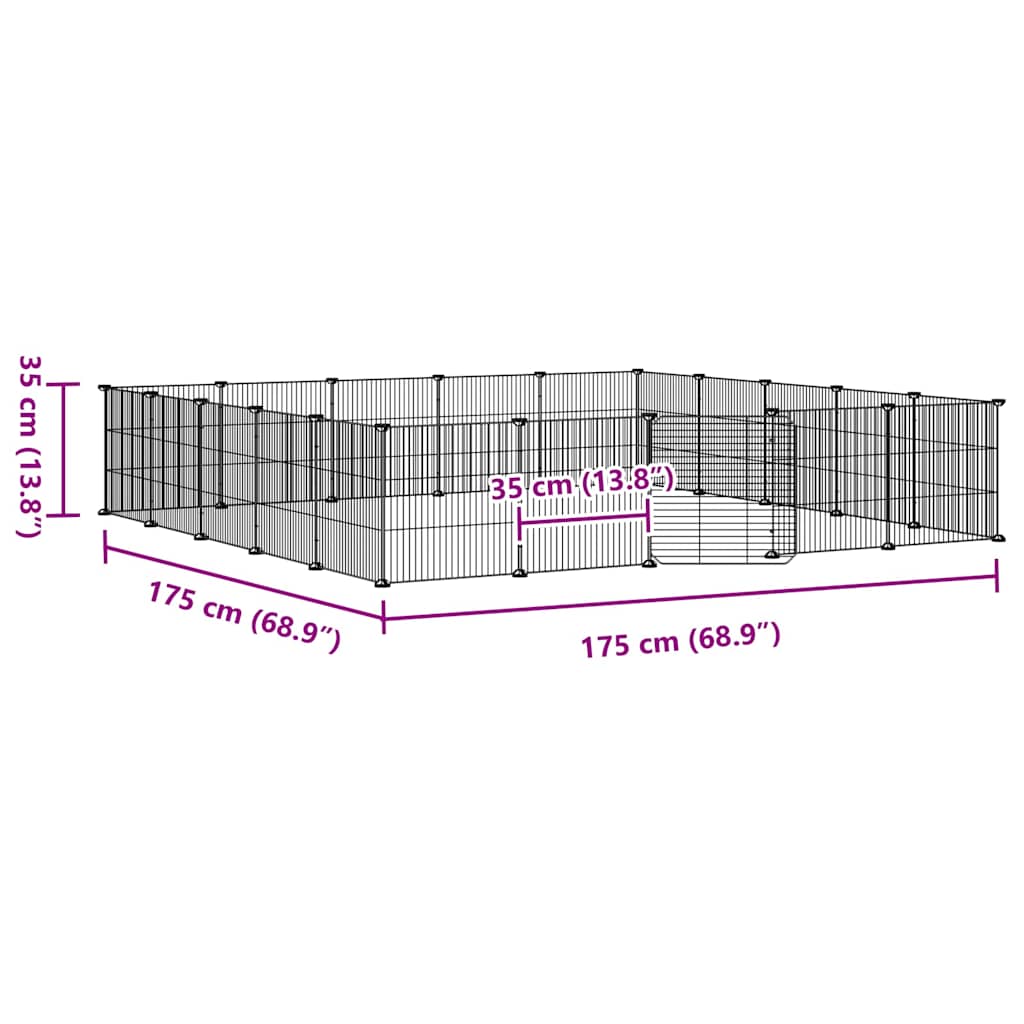 vidaXL Κλουβί Κατοικίδιων με 20 Πάνελ + Πόρτα Μαύρο 35 x 35εκ Ατσάλινο