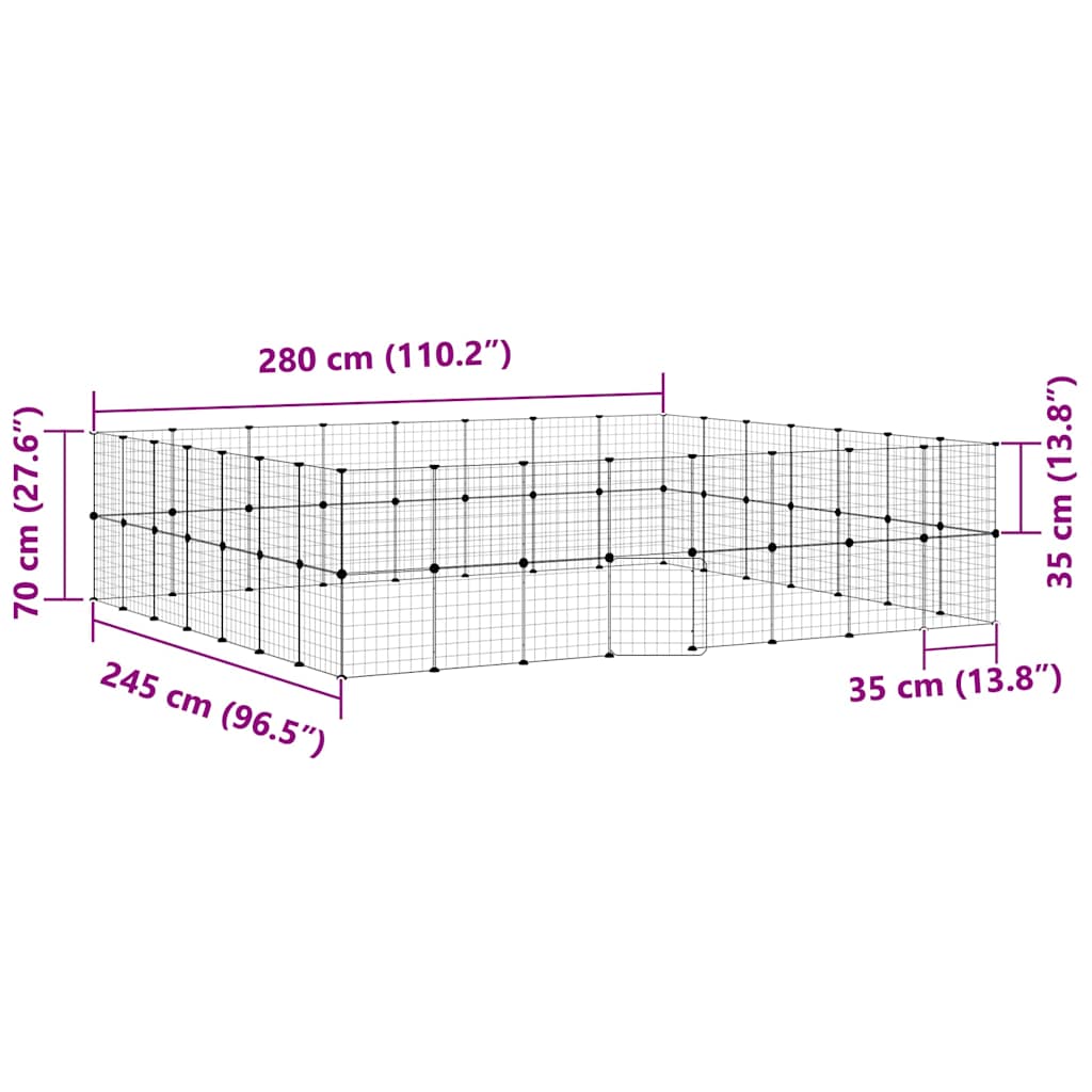 vidaXL Κλουβί Κατοικίδιων με 60 Πάνελ + Πόρτα Μαύρο 280 x 245 x 70εκ Ατσάλινο