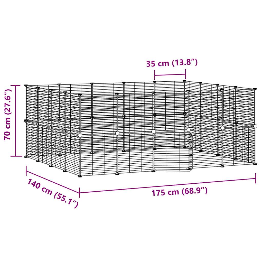 vidaXL Κλουβί Κατοικίδιων με 36 Πάνελ + Πόρτα Μαύρο 35 x 35εκ Ατσάλινο