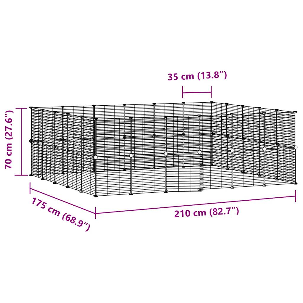 vidaXL Κλουβί Κατοικίδιων με 44 Πάνελ + Πόρτα Μαύρο 35 x 35εκ Ατσάλινο