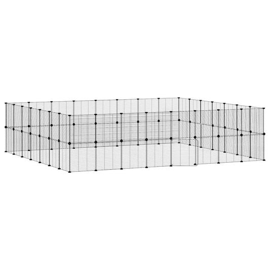 vidaXL Κλουβί Κατοικίδιων με 60 Πάνελ + Πόρτα Μαύρο 35 x 35εκ Ατσάλινο