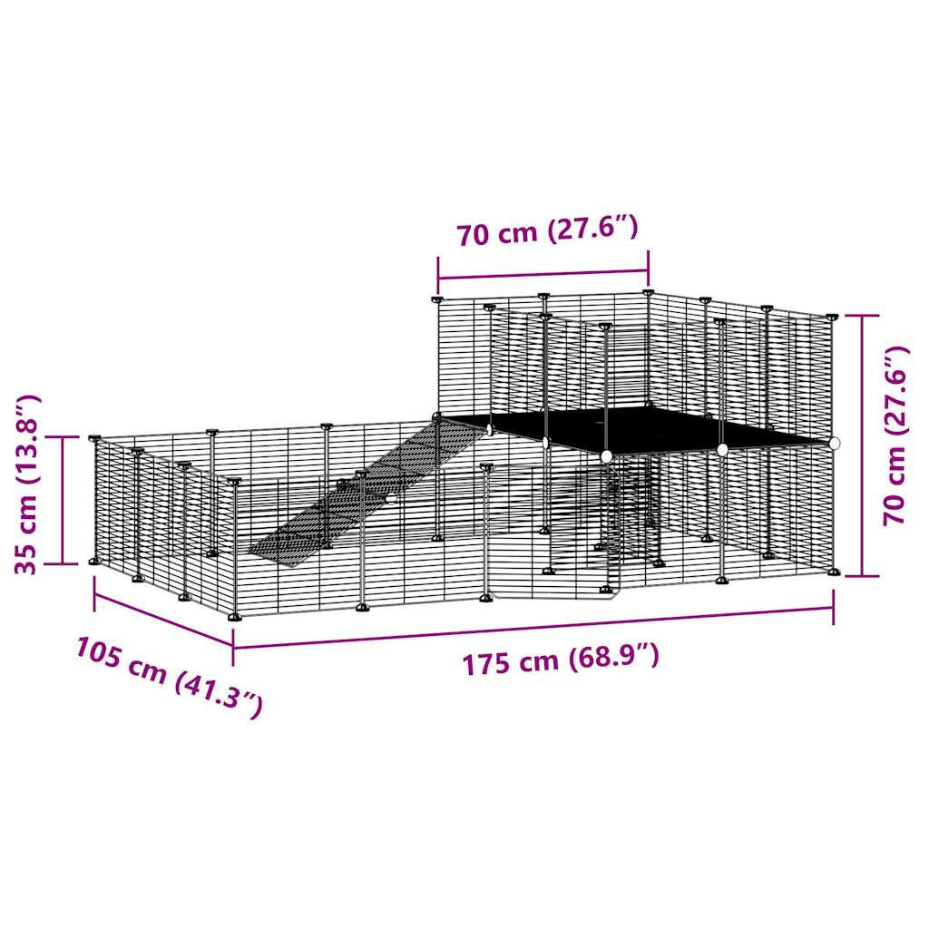 vidaXL Κλουβί Κατοικίδιων με 36 Πάνελ + Πόρτα Μαύρο 35 x 35εκ Ατσάλινο